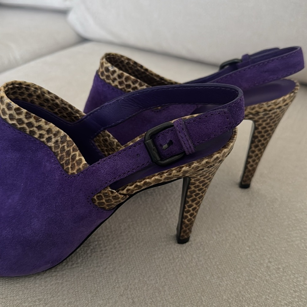 Bottega Veneta Purple and Brown Heels with Suede Finish - Picture 9 of 12